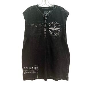 Affliction Live Fast‎ Sleeveless Tank Top Men's 3XL Black Grunge Streetwear Punk